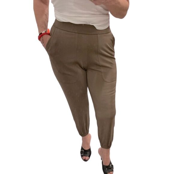 Lisa Rinna Collection Banded Bottom Knit Crop Pants In Dark Taupe.Size XXS - Picture 5 of 15